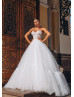 White Lace Tulle Corset Back Wedding Dress